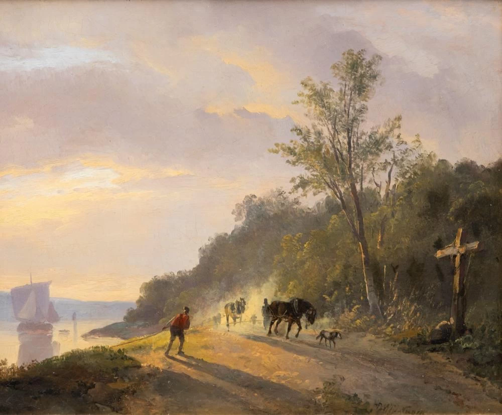 Cavalli da lavoro in riva al fiume